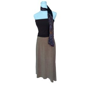 Carven Paris Vintage Neutral Midi Skirt | Asymmetric Hem | Size 3 (90s Y2K)